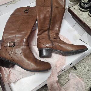 BANDOLINO Sz 10 Wide Calf Brown Leather Tall Boots